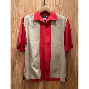 Vintage Nat Nast Spanish Quarter Limited Edition Red Tan Retro Silk Shirt Men M